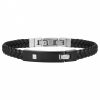 Bracelet Homme Cuir Acier 1 Diamant