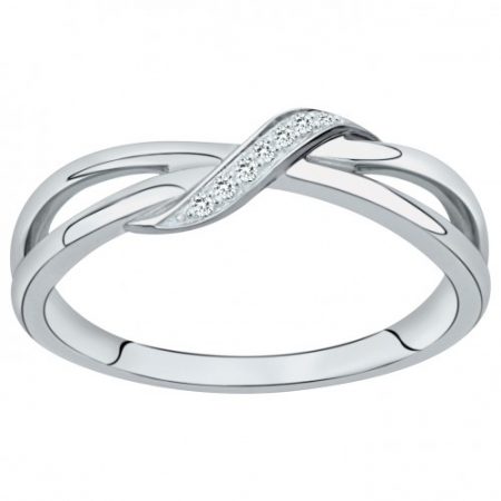 Bague Argent Rhodié Zirconium Vague