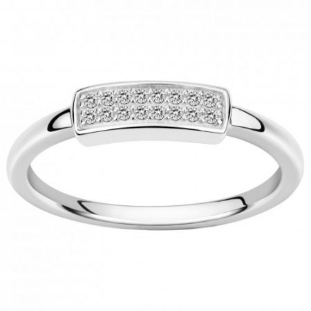 Bague Argent Rhodié Zirconium Pavage