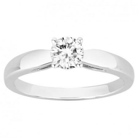 Bague Argent Rhodié Zirconium Solitaire