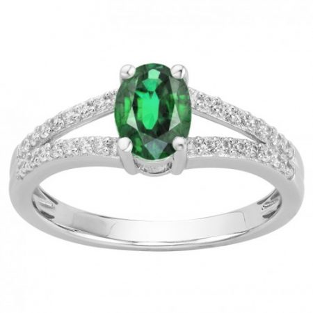 Bague Argent Rhodié Zirconium Spinelle Verte