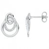 Boucles d’Oreilles Argent Rhodié Zirconium 3 Ovales