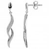 Boucles d’Oreilles Argent Rhodié Zirconium Vague