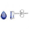 Boucles d’Oreilles Argent Rhodié Spinelle Bleu Goutte
