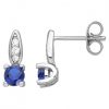 Boucles d’Oreilles Argent Rhodié Zirconium Spinelle Bleu