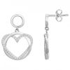 Boucles d’Oreilles Argent Rhodié Zirconium Cœur