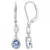 Boucles d’Oreilles Dormeuse Argent Rhodié Zirconium Spinelle bleu