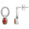Boucles d’Oreilles Argent Rhodié Zirconium Spinelle Rouge