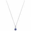 Collier Argent Rhodié Zirconium Spinelle Bleu
