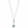 Collier Argent Rhodié Zirconium Spinelle Bleu