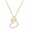 Collier Plaqué Or Double Cœur Zirconium