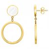 Boucles Oreilles Acier Doré Laque Blanche