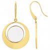 Boucles Oreilles Acier Doré Laque Blanche Pendante